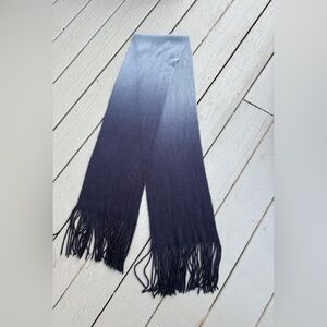 NWOT Gradient Gray/Deep Purple Ombré Long Scarf with Long Fringes, 68”L x 10”W